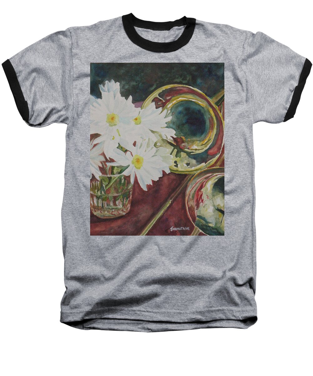 Daisies Baseball T-Shirt featuring the painting Daisies Bold as Brass by Jenny Armitage