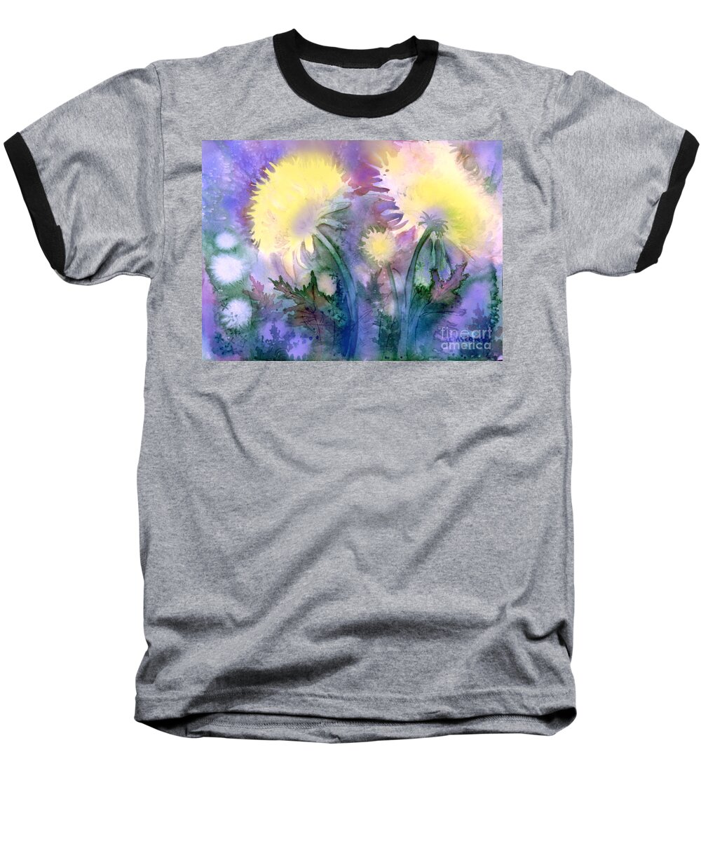 Dandelions Baseball T-Shirt featuring the painting Dandelions by Teresa Ascone