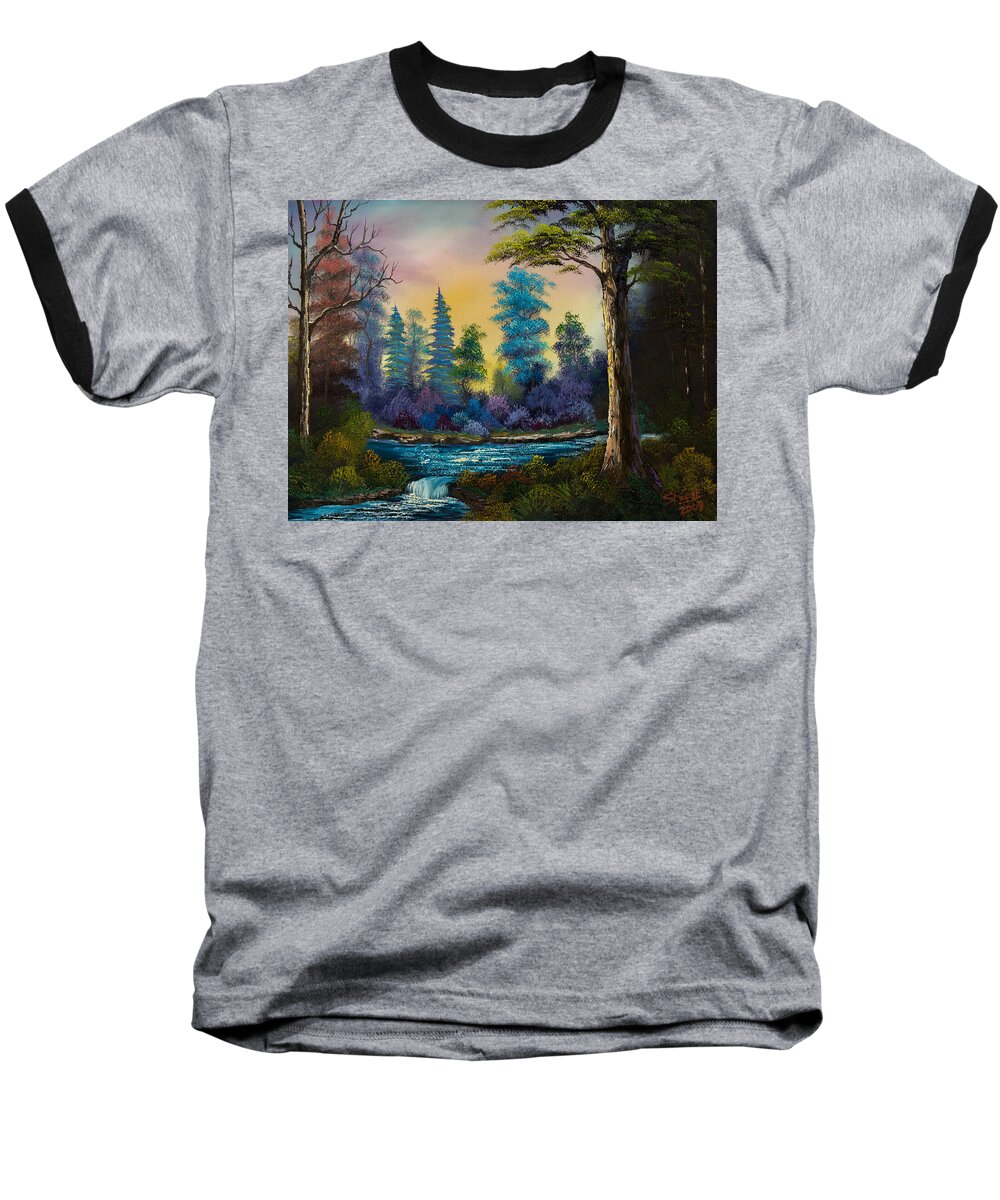 Landscape Baseball T-Shirt featuring the painting Waterfall Fantasy by Chris Steele