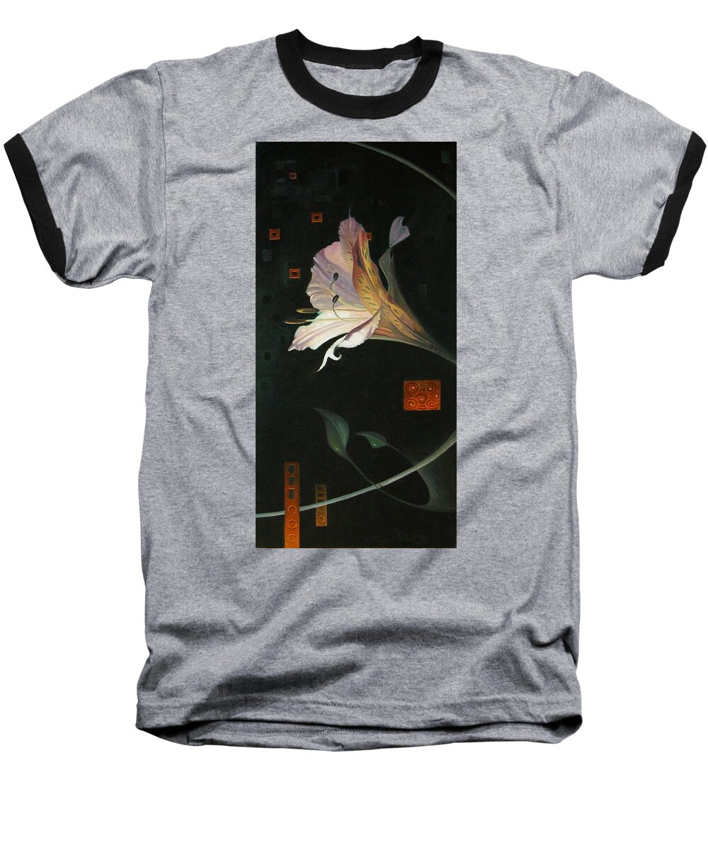 Lily Baseball T-Shirt featuring the painting Dave's Promotion by T S Carson