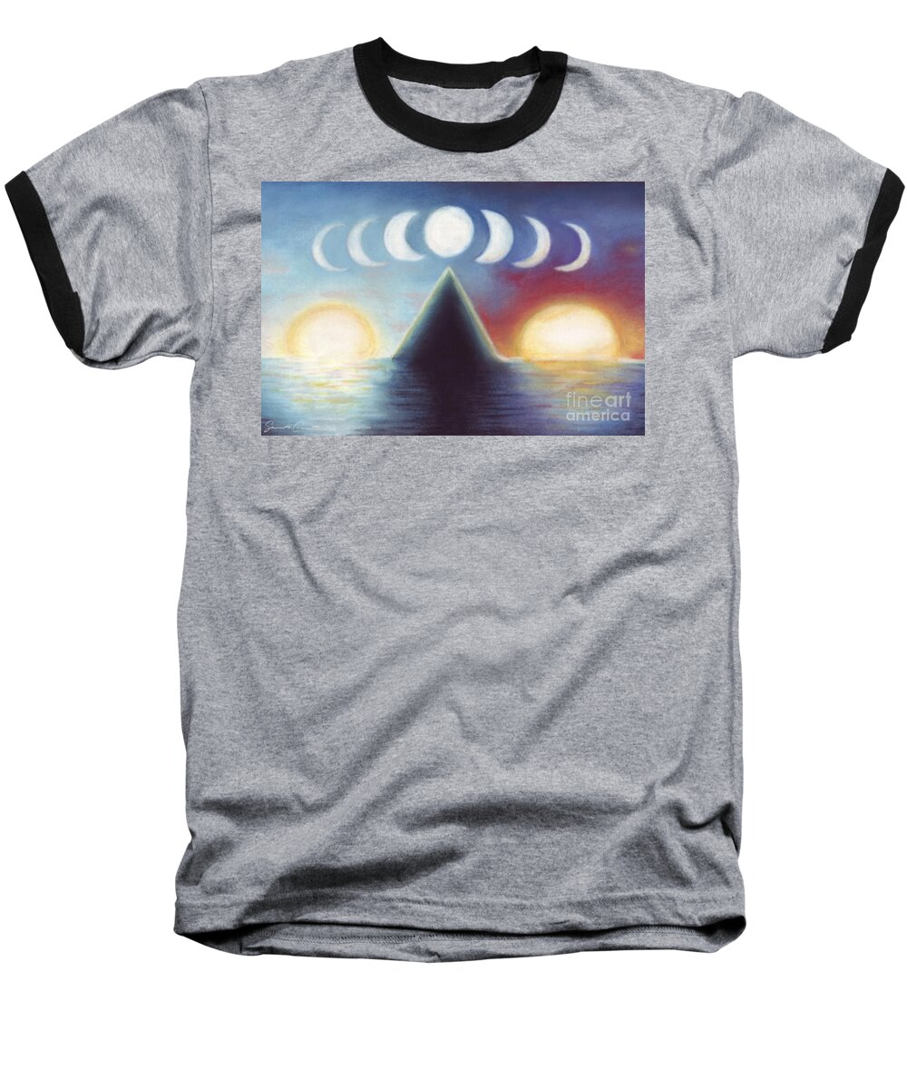 Sun Baseball T-Shirt featuring the mixed media Dawn Dusk and In-Between by Samantha Geernaert