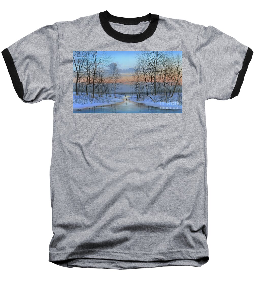 Winter Baseball T-Shirt featuring the painting December Solitude by Mike Brown