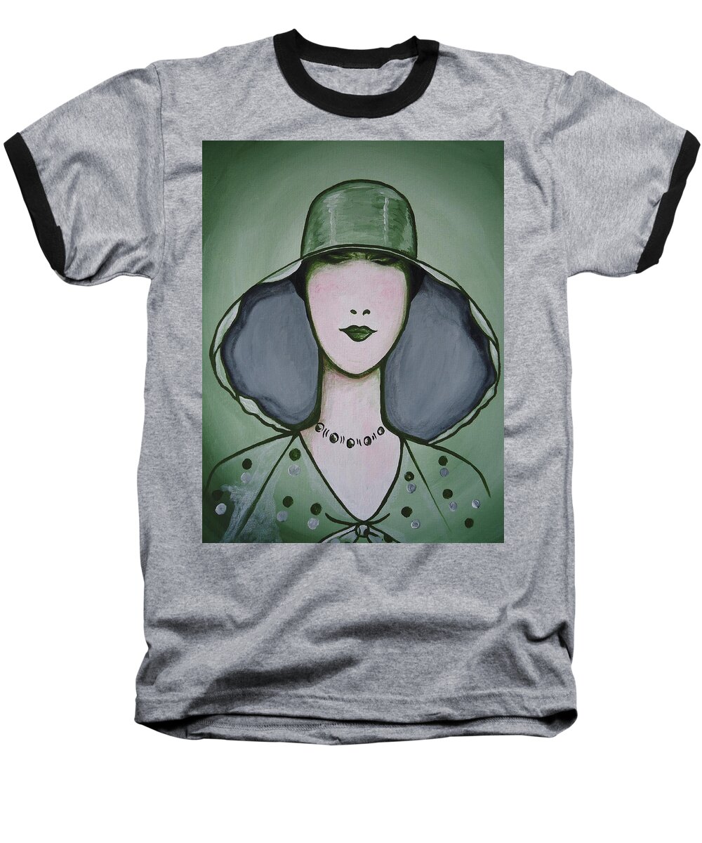 Art Deco Baseball T-Shirt featuring the painting Deco Chic by Leslie Manley