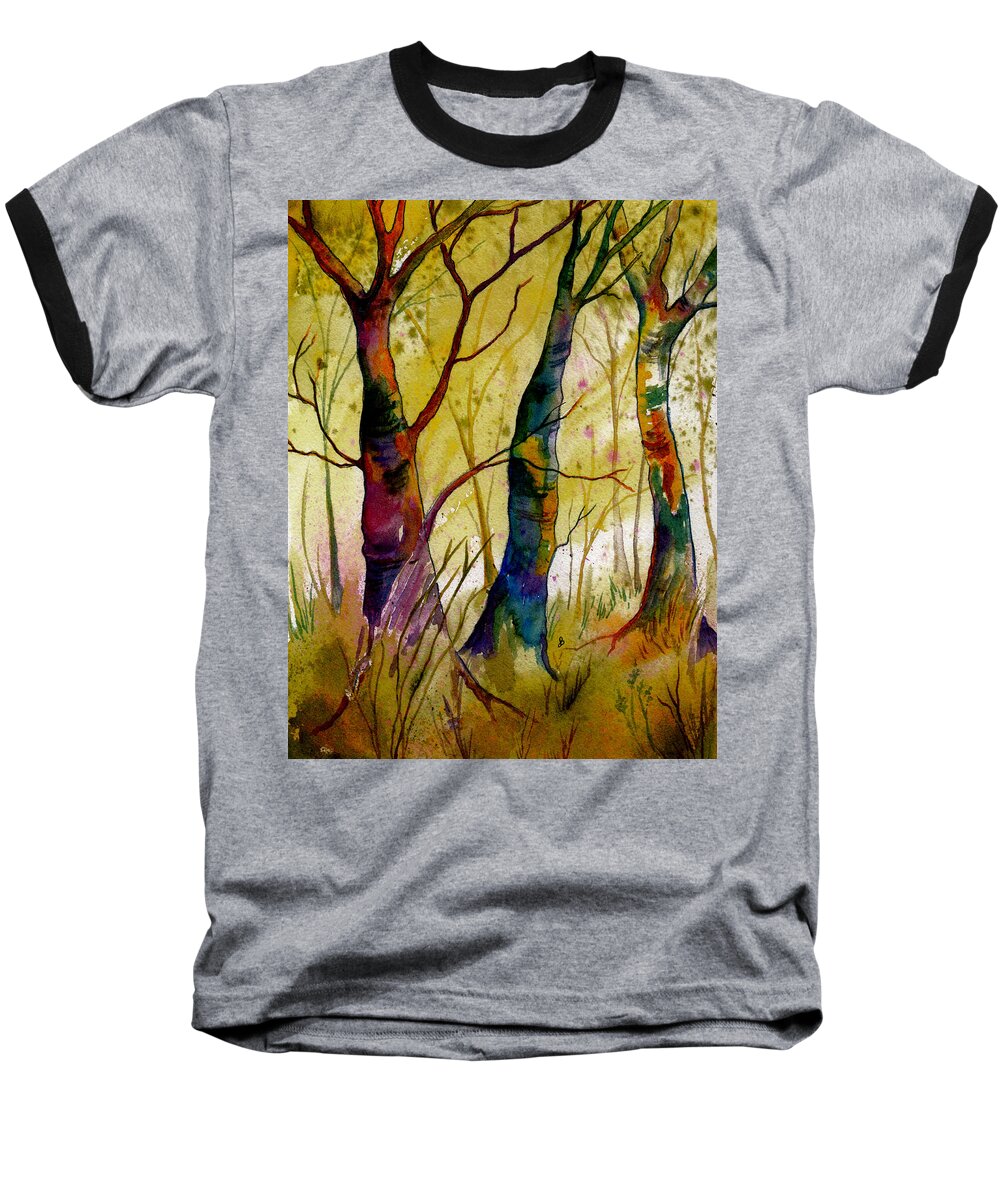Landscape Baseball T-Shirt featuring the painting Deep In The Woods by Brenda Owen