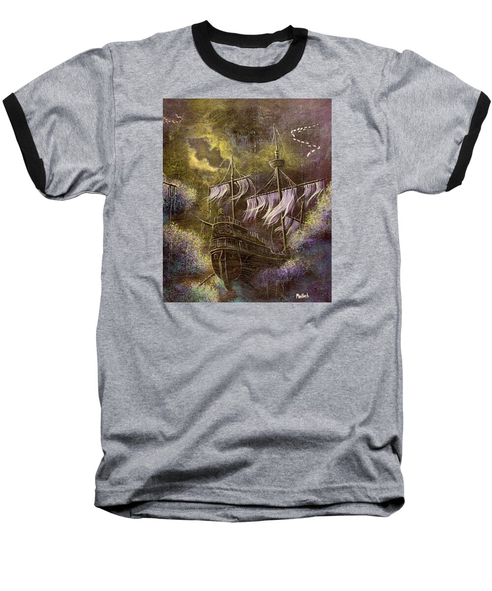 Sunken Ship Baseball T-Shirt featuring the painting Deep Peace by Jack Malloch