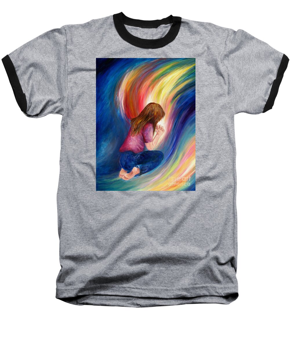 The Power Of Prayer Baseball T-Shirt featuring the painting Deliverance by Deborah Smith