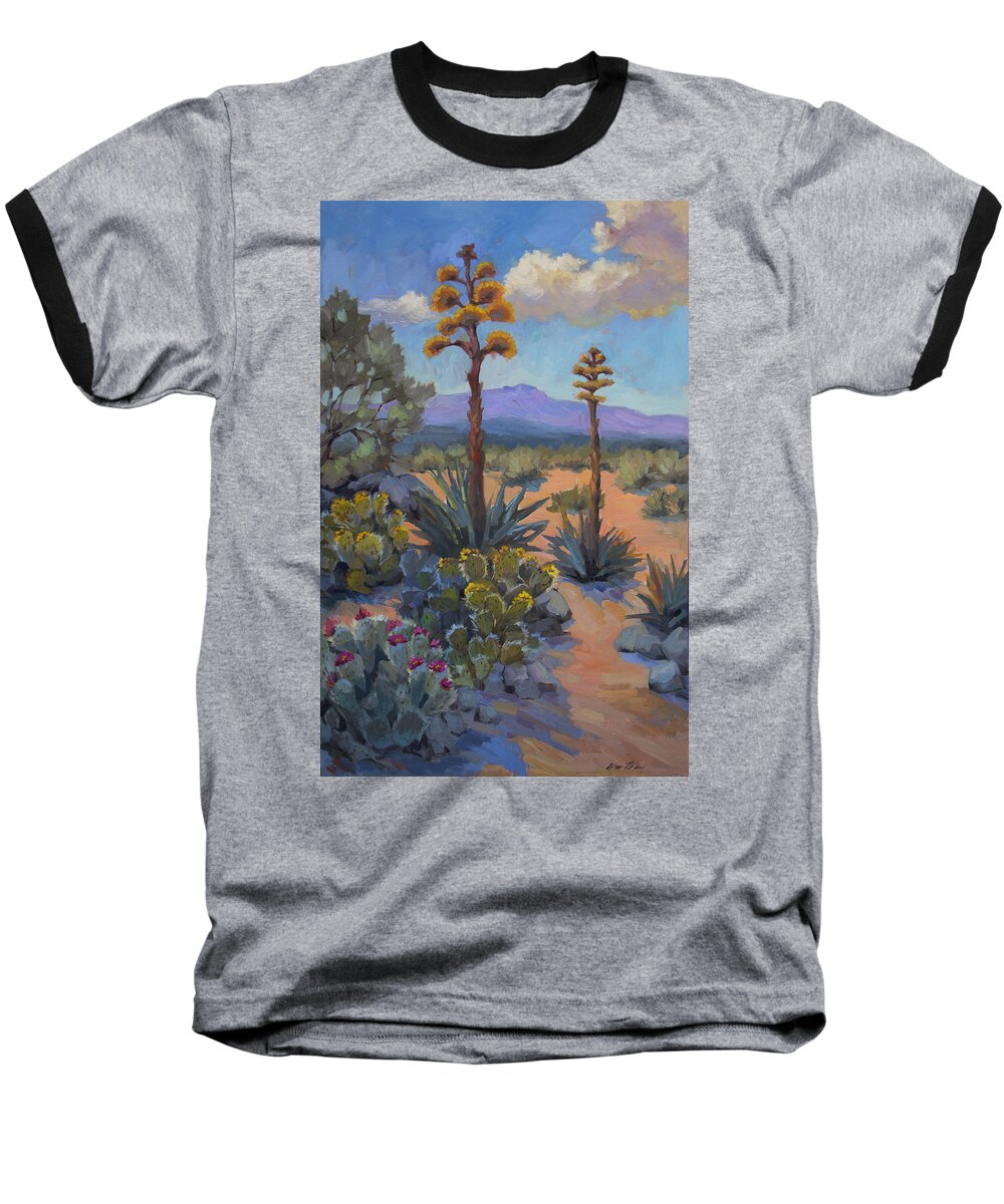 Southwest Baseball T-Shirt featuring the painting Desert Century Plants by Diane McClary