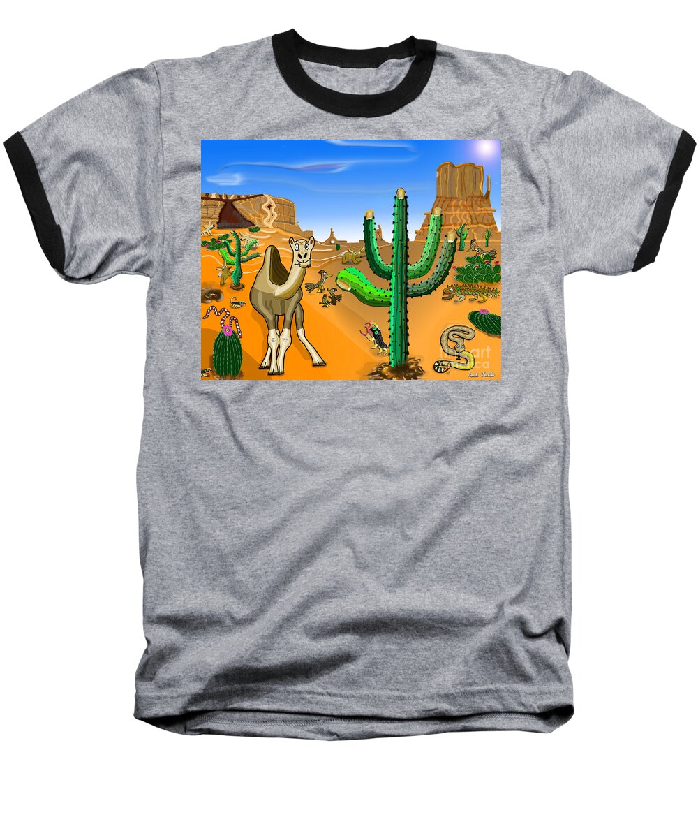 Landscape Baseball T-Shirt featuring the mixed media Desert Hands by Paul Fields