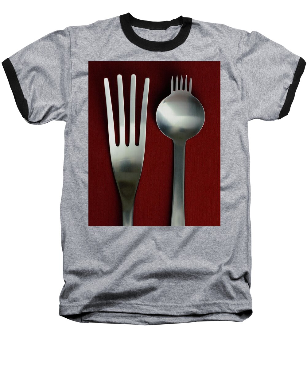 Kitchen Baseball T-Shirt featuring the photograph Designer Cutlery by Romulo Yanes