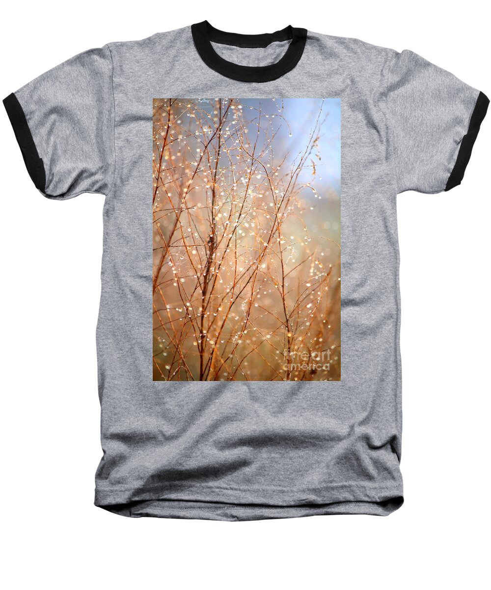 Dewdrops Baseball T-Shirt featuring the photograph Dewdrop Morning by Carol Groenen