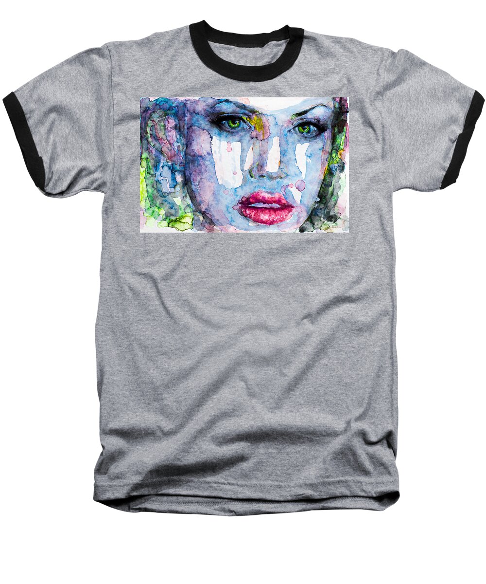 Angelina Jolie Baseball T-Shirt featuring the painting Different Is Inspiring by Laur Iduc
