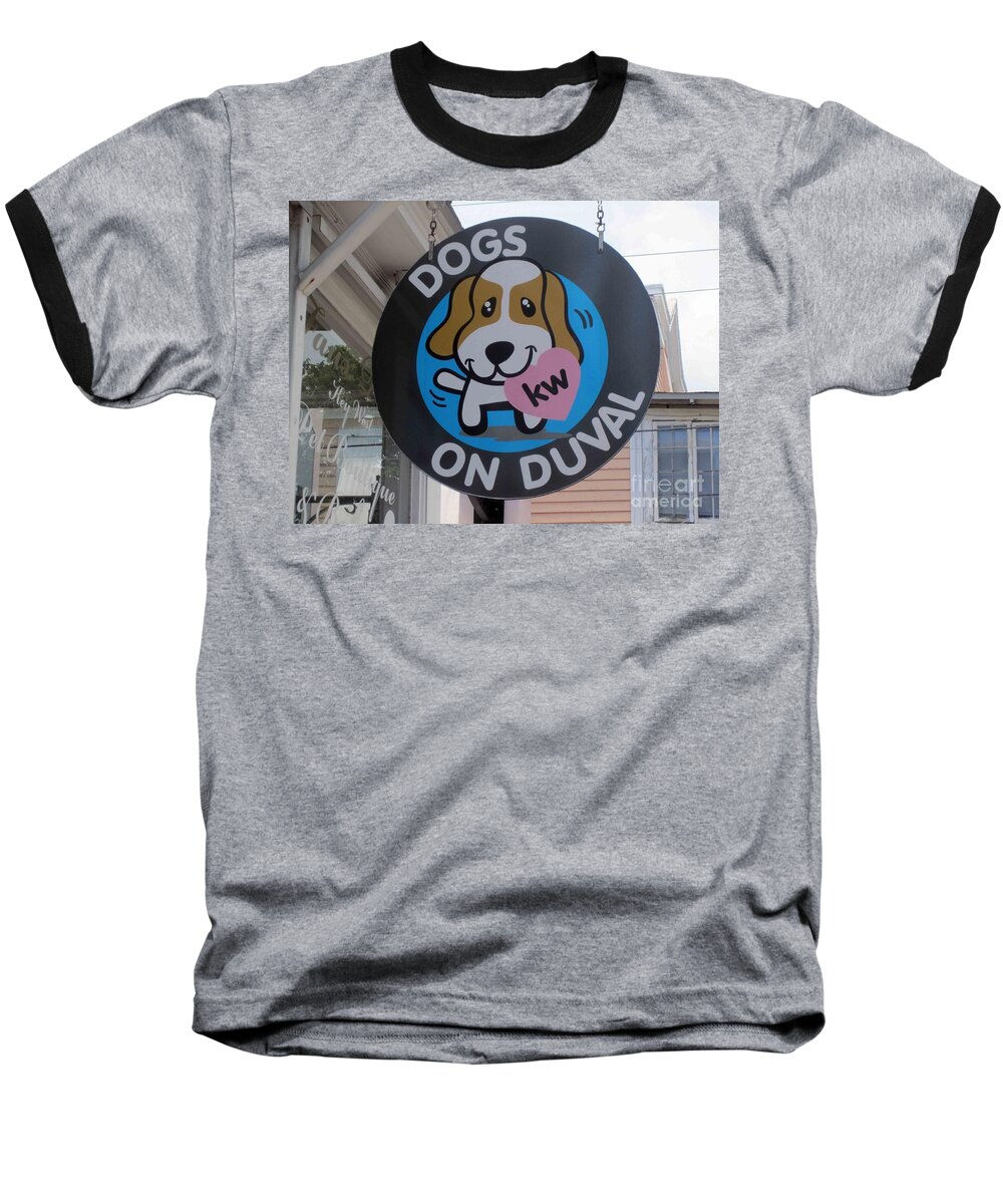 Dogs On Duval Street Baseball T-Shirt featuring the photograph Dogs On Duval by Fiona Kennard