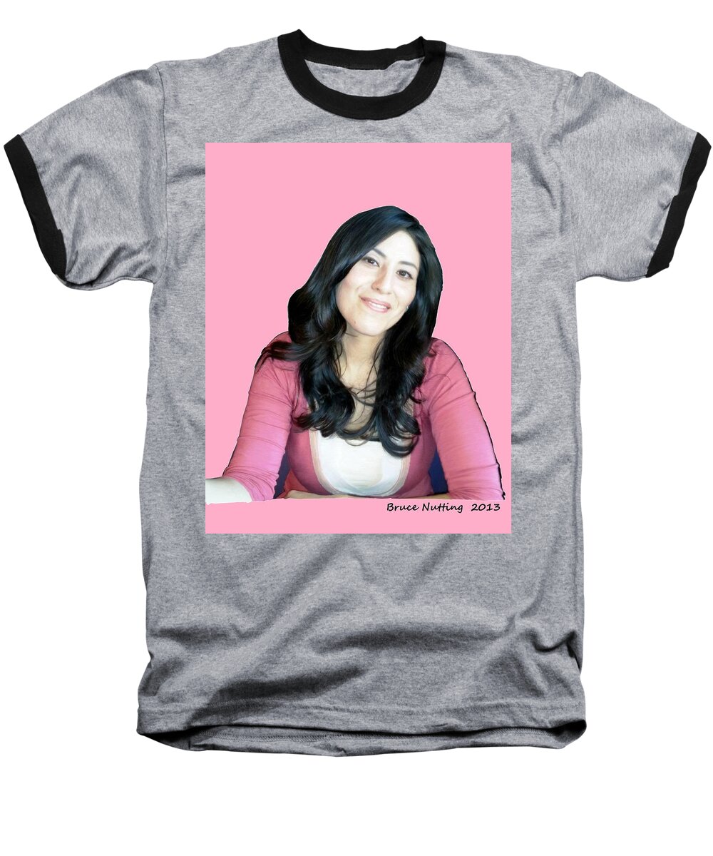 Donna Baseball T-Shirt featuring the painting Donna in Pink by Bruce Nutting