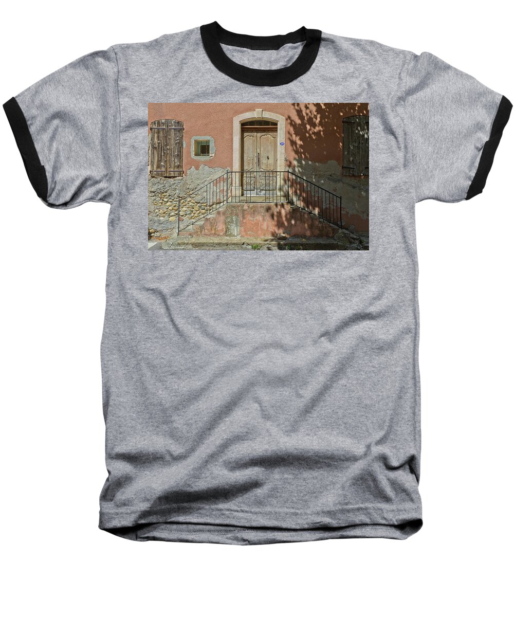 Architecture Baseball T-Shirt featuring the photograph Door and shadow by Roberto Pagani