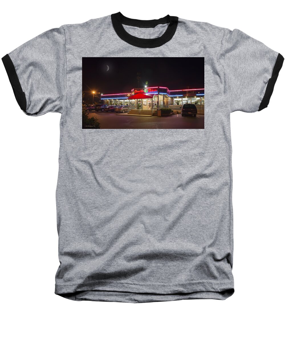 2d Baseball T-Shirt featuring the photograph Double T Diner At Night by Brian Wallace