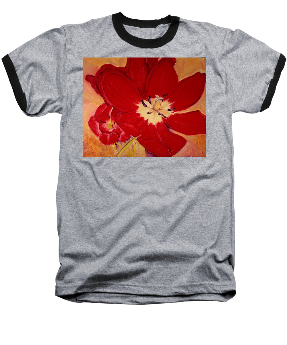 Tulip Baseball T-Shirt featuring the painting Downside One by Jean Cormier