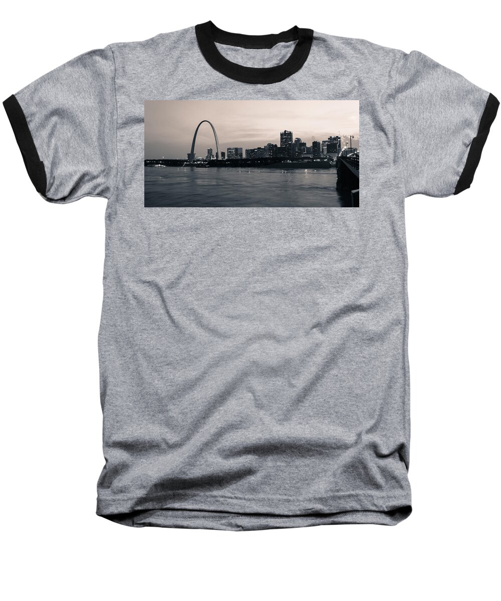 Panorama Baseball T-Shirt featuring the photograph Downtown St. Louis in twilight by Scott Rackers