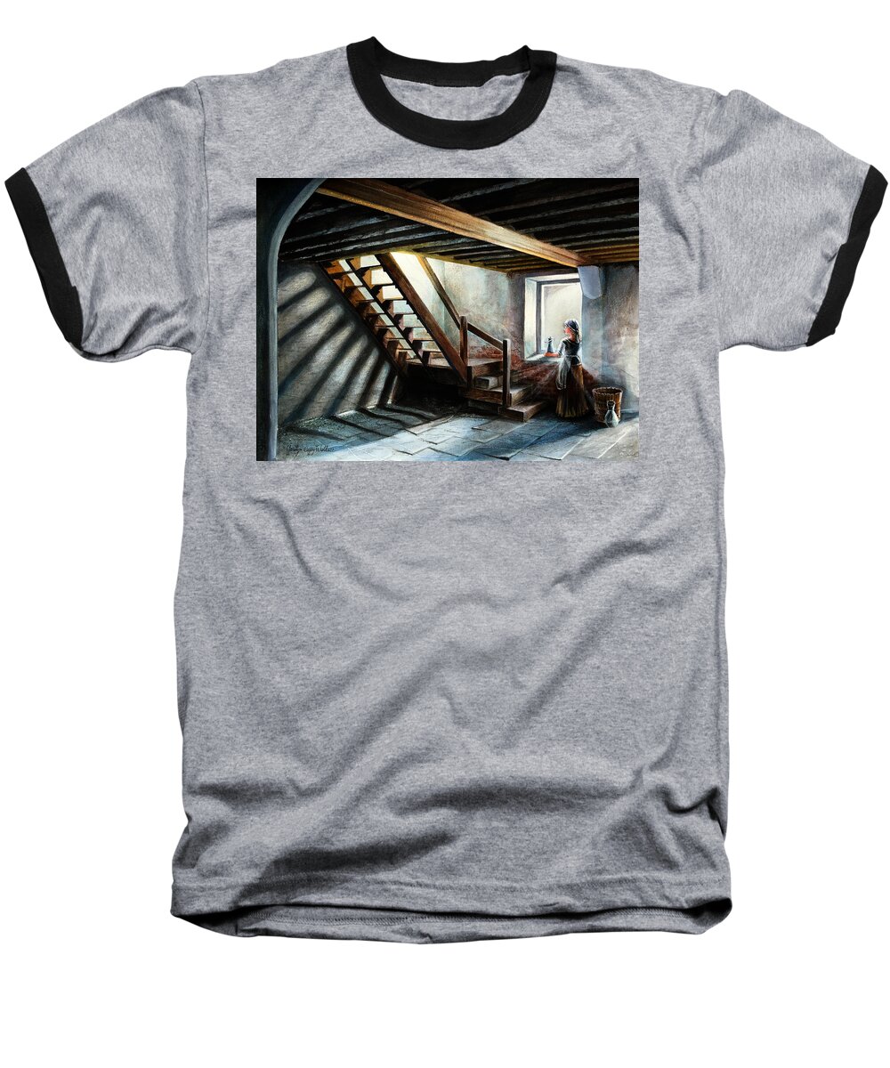 Art Baseball T-Shirt featuring the painting Drayton Hall- A Quiet Moment by Carolyn Coffey Wallace
