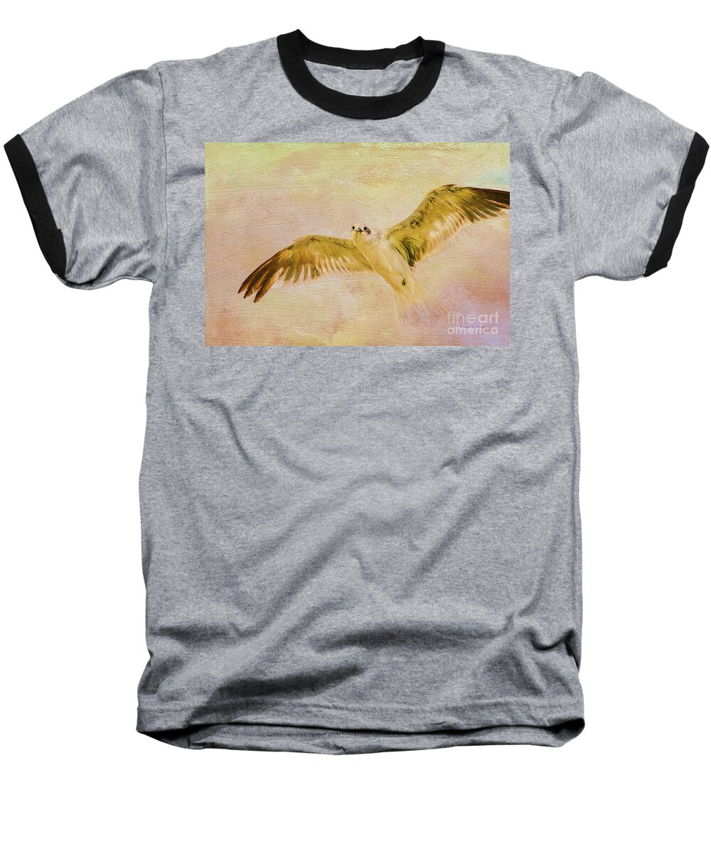 Seagull Baseball T-Shirt featuring the photograph Dreamy Flight by Deborah Benoit