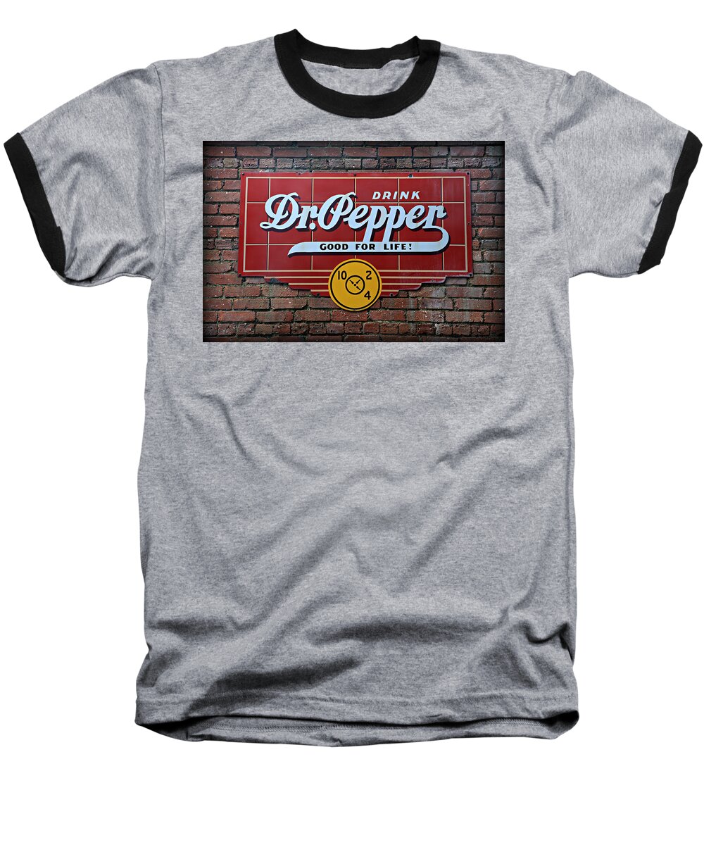 Dr. Pepper Baseball T-Shirt featuring the photograph Drink Dr. Pepper - Good for Life by Stephen Stookey