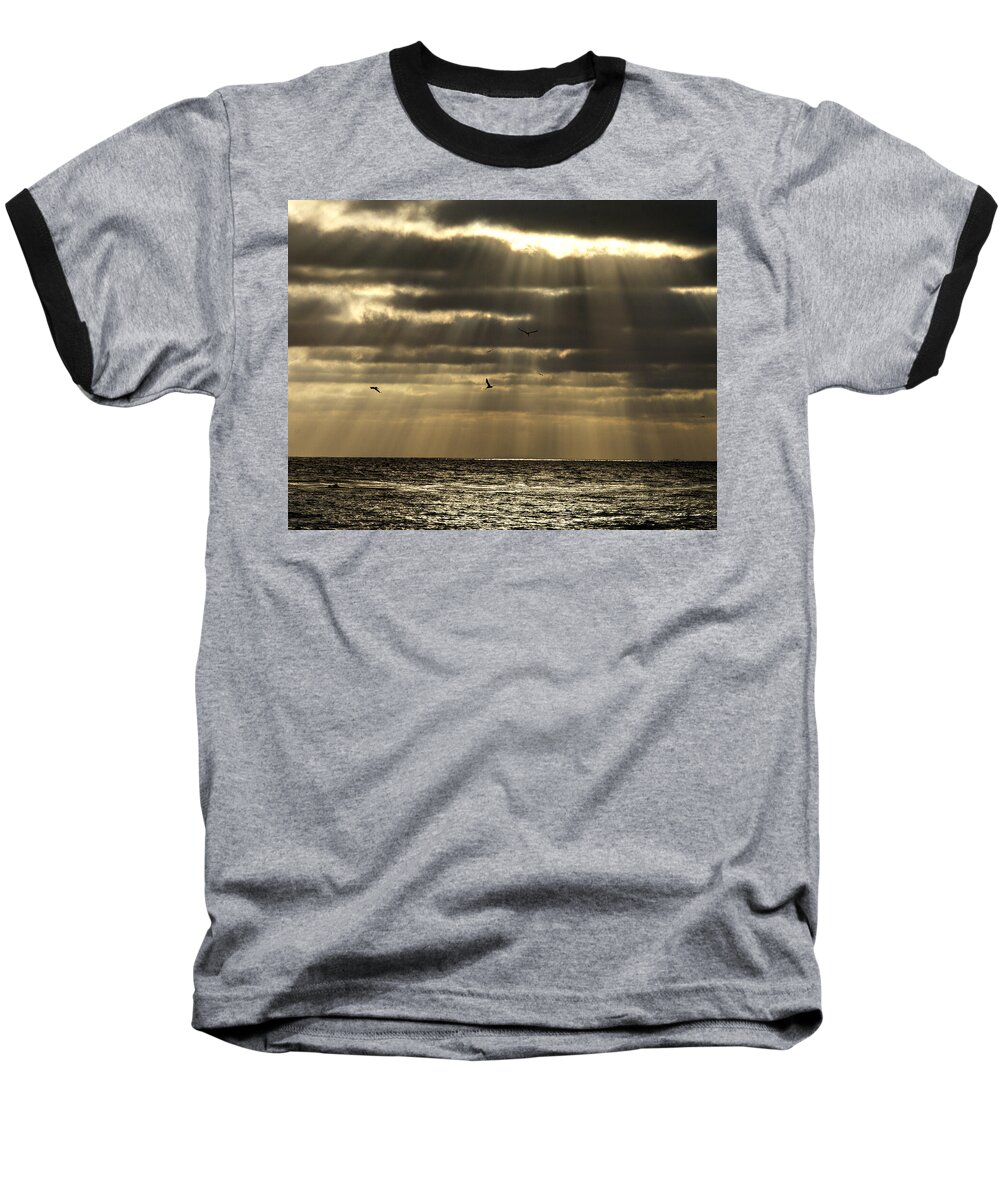 Sunset Baseball T-Shirt featuring the photograph Dusk on Pacific by Joe Schofield