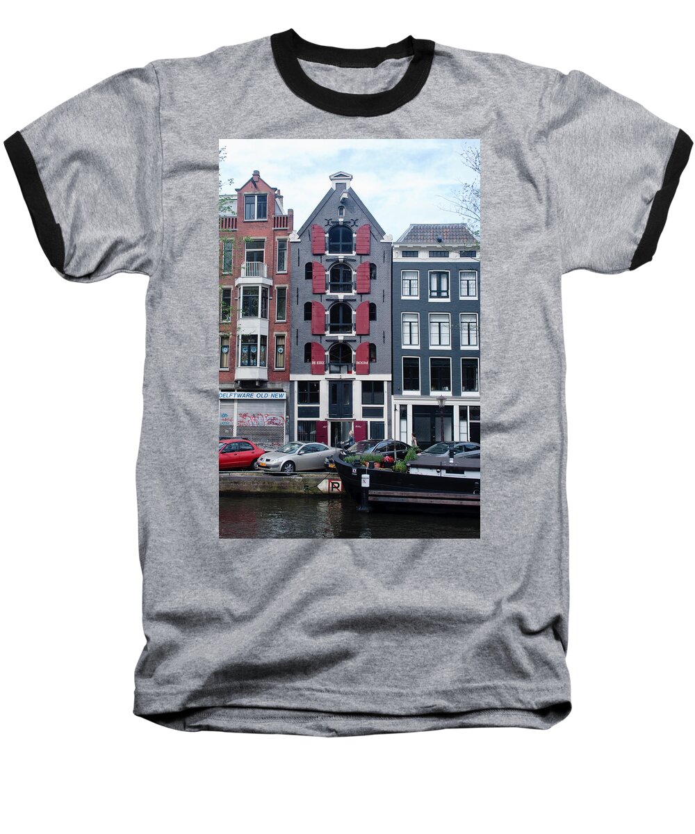 Amsterdam Baseball T-Shirt featuring the photograph Dutch Canal House by Thomas Marchessault