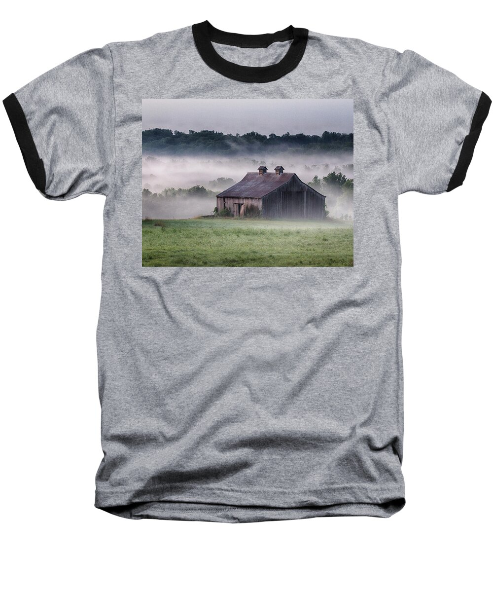 Tags Baseball T-Shirt featuring the photograph Early Morning in the Mist Standard by Leah Palmer