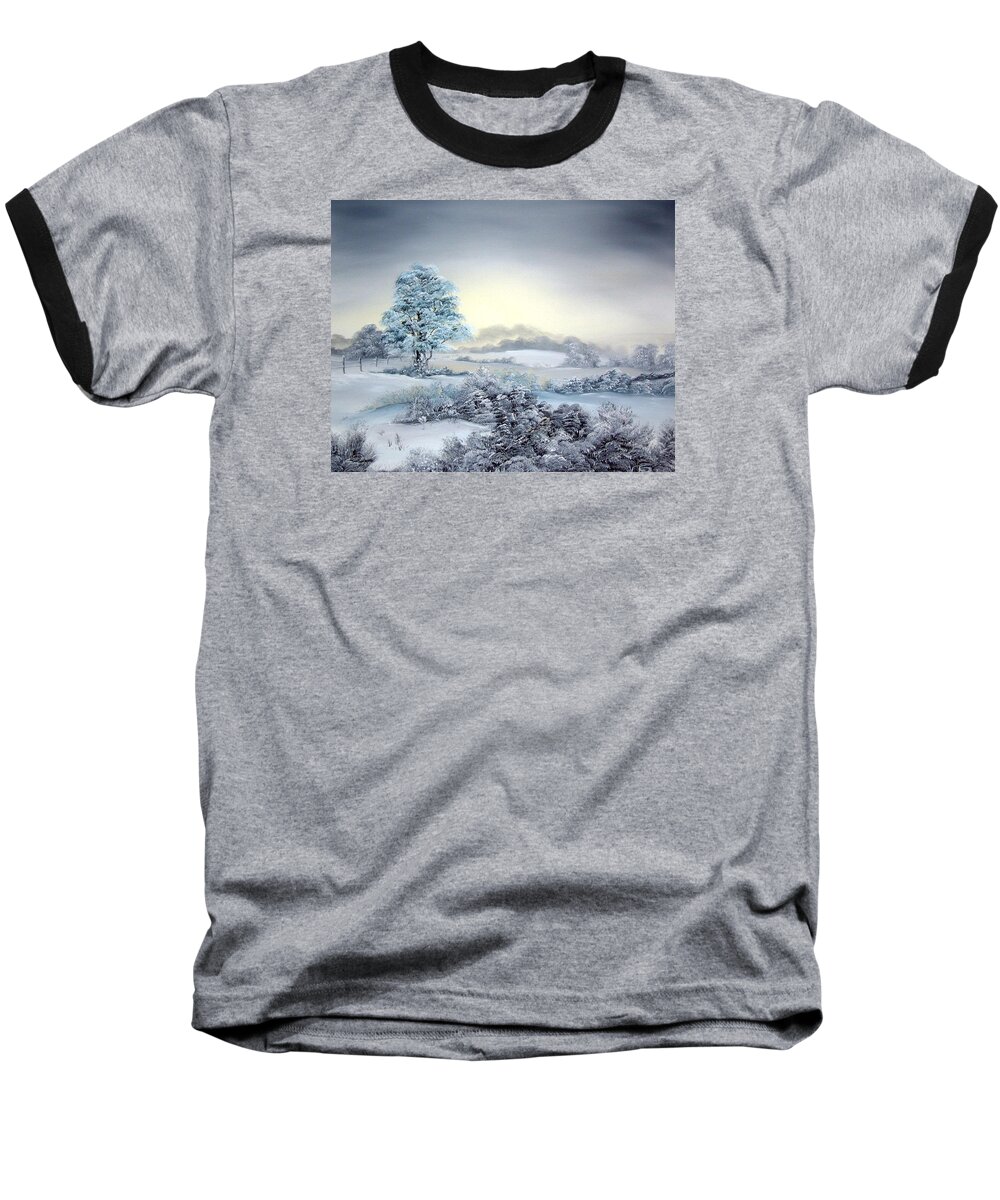 Winter Baseball T-Shirt featuring the painting Early Morning Snows by Jean Walker