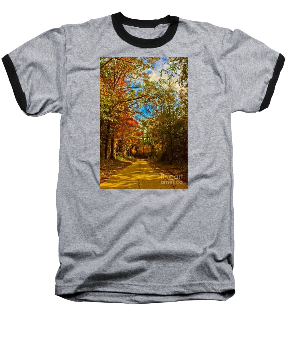 Michael Tidwell Photography Baseball T-Shirt featuring the photograph East Texas Back Roads HDR by Michael Tidwell