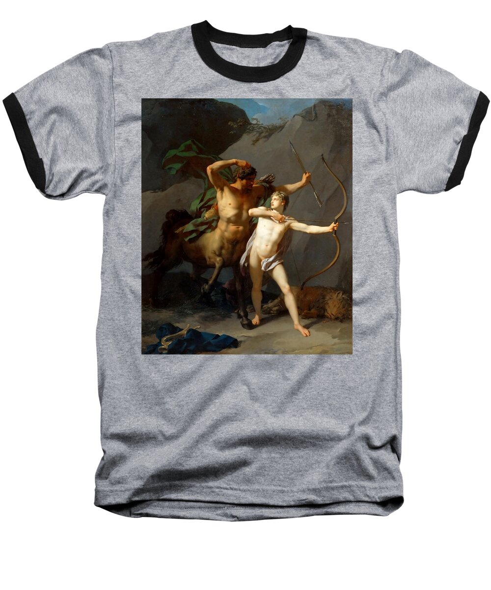 Jean Baptiste Regnault Baseball T-Shirt featuring the painting Education of Achilles by Jean Baptiste Regnault