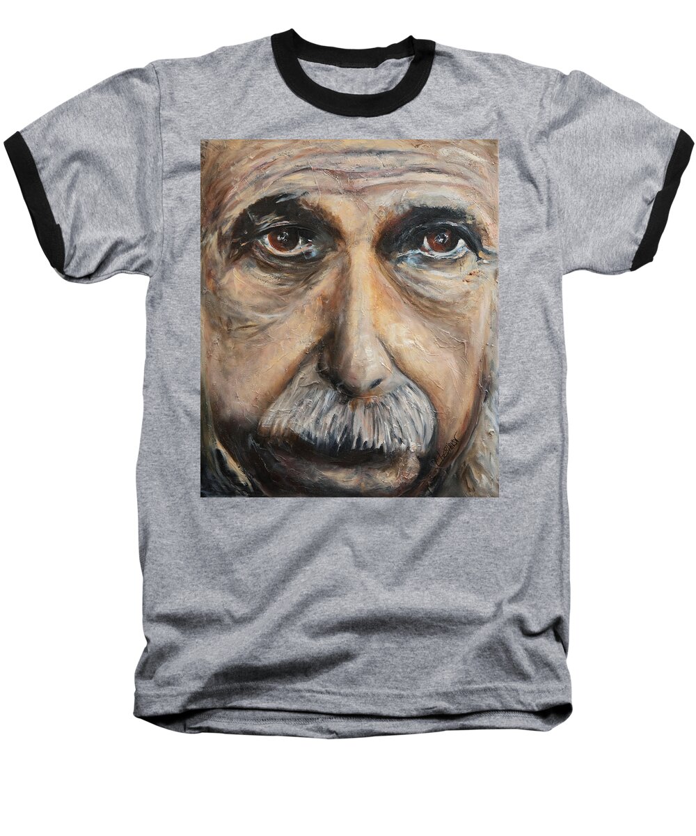 Pop Art Baseball T-Shirt featuring the painting Einstein by Chuck Gebhardt
