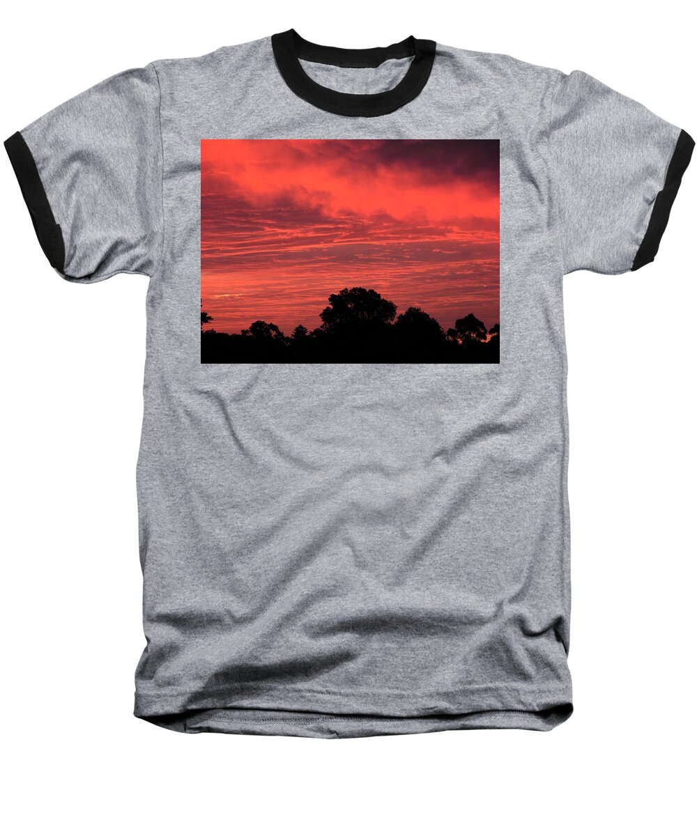 Sunset Baseball T-Shirt featuring the photograph Electric Red by Mark Blauhoefer