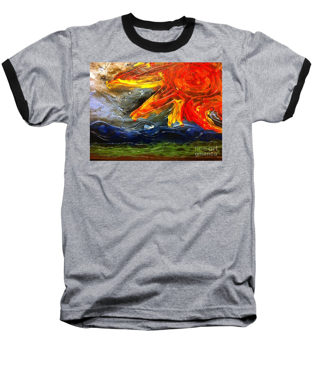Landscape Baseball T-Shirt featuring the painting Elements by Cleaster Cotton