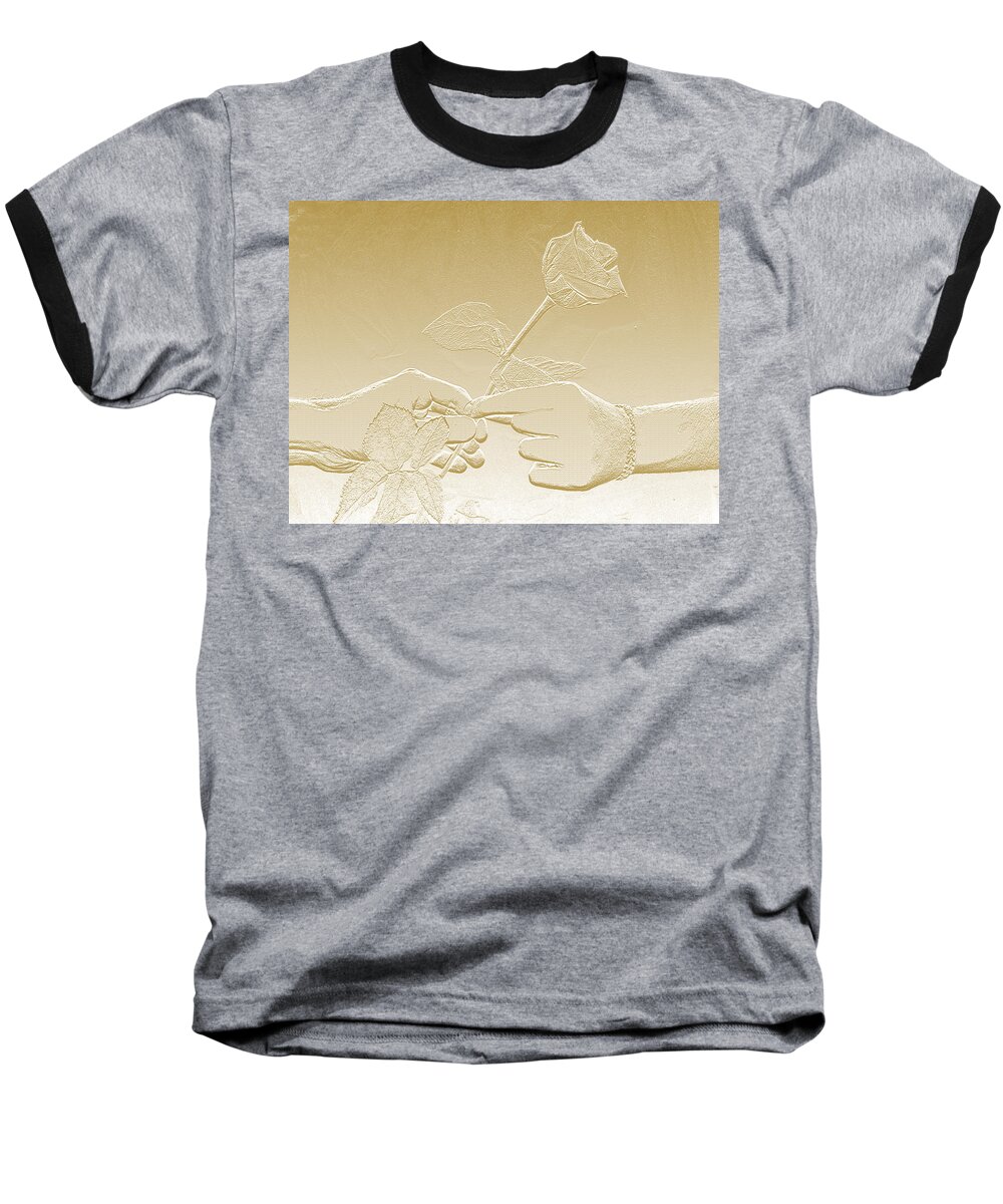 Rose Baseball T-Shirt featuring the photograph Embossed Gold Rose by Jan Marvin Studios by Jan Marvin