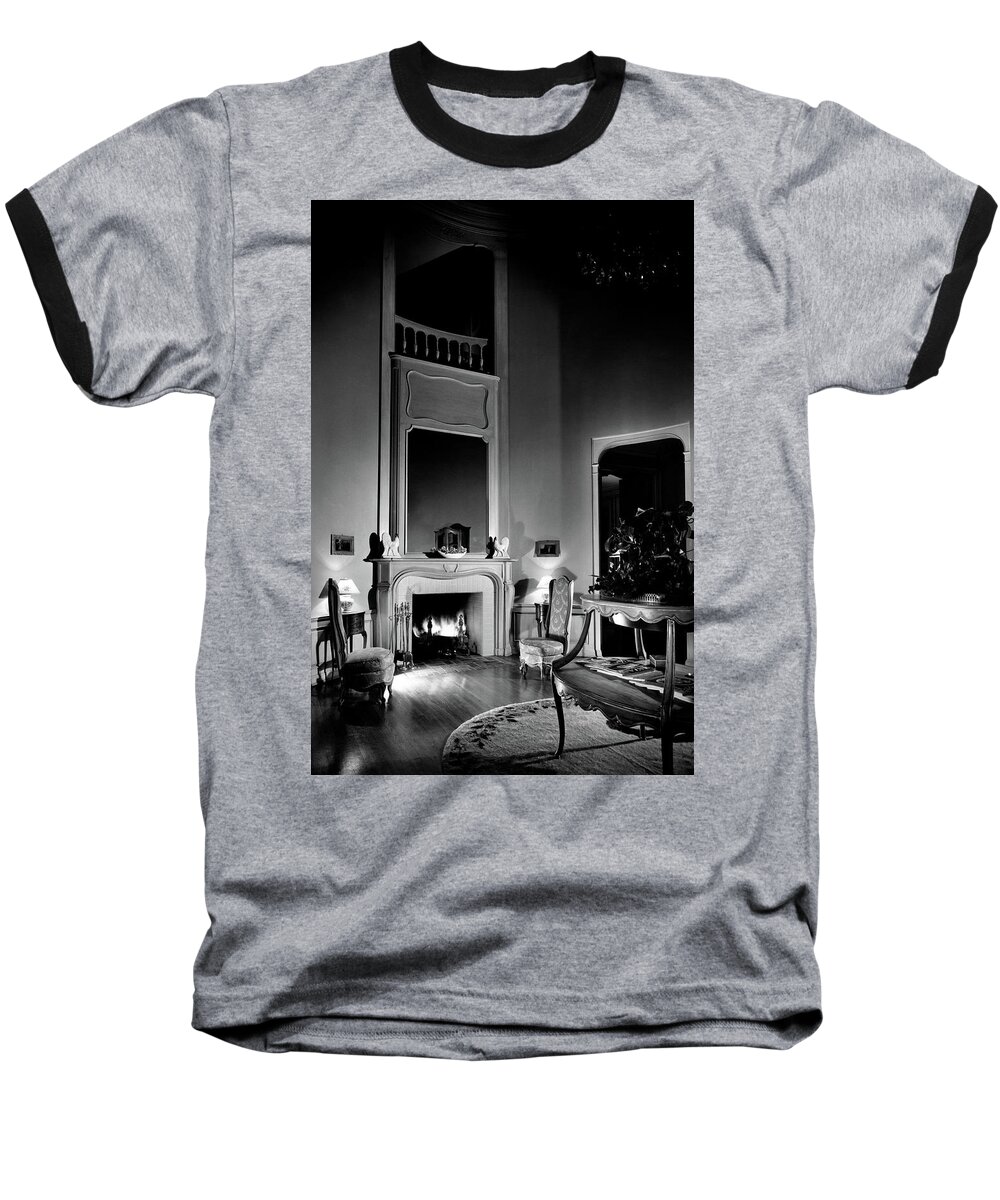 Fame Baseball T-Shirt featuring the photograph Entrance Hall Of Joan Bennett And Walter Wagner's by Maynard Parker