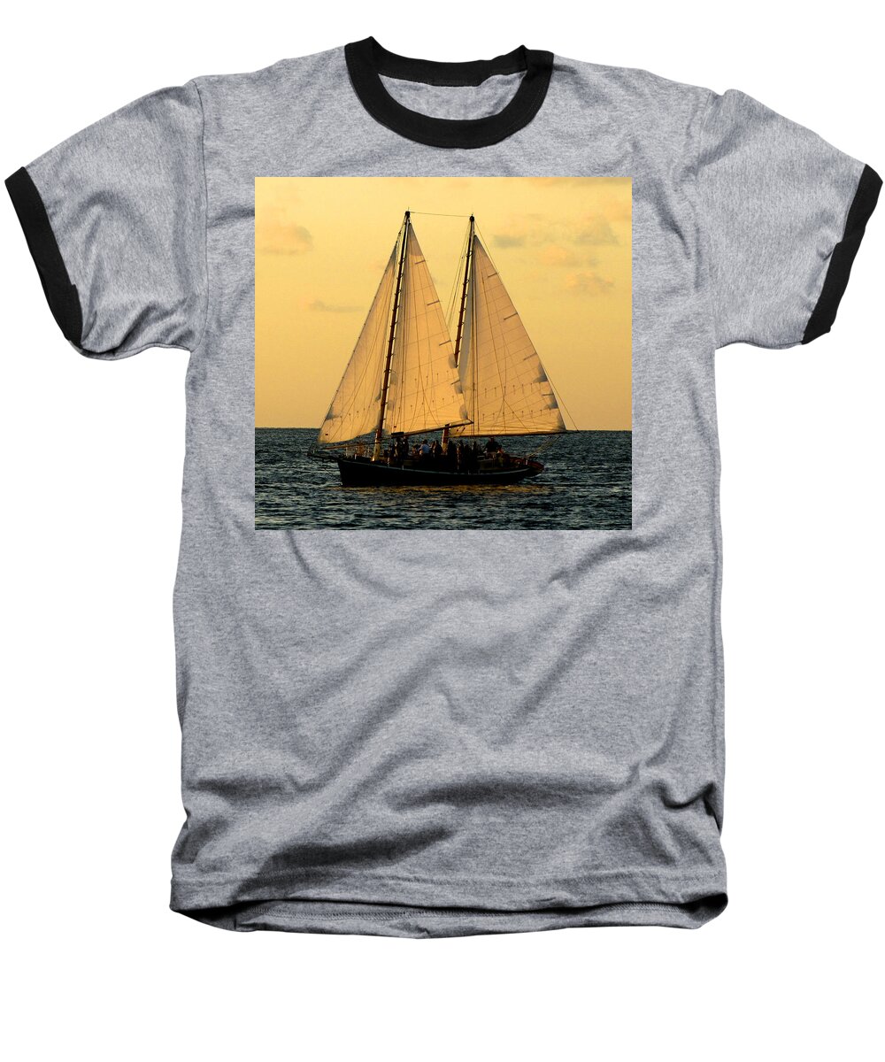 Water Baseball T-Shirt featuring the photograph More Sails in Key West by Bob Slitzan