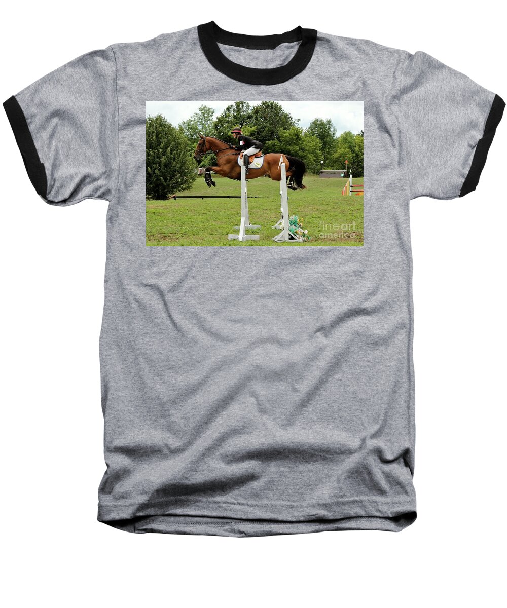 Horse Baseball T-Shirt featuring the photograph Eventing Jumper by Janice Byer