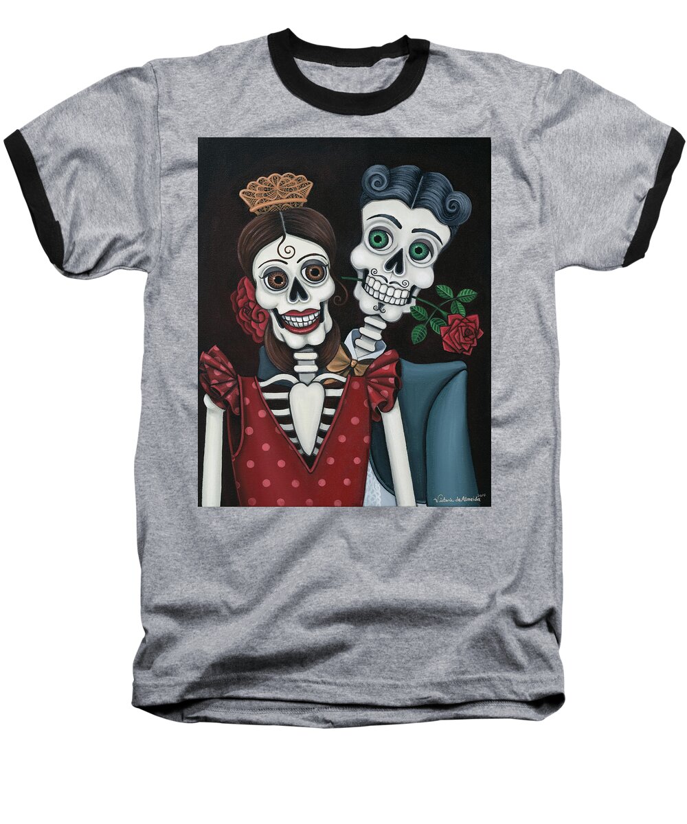Day Of The Dead Baseball T-Shirt featuring the painting Every Juan Loves Carmen by Victoria De Almeida