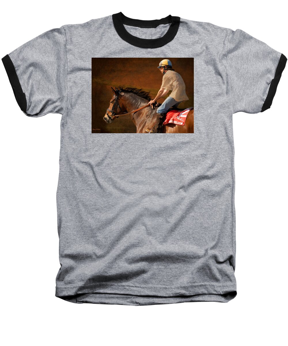 Race Baseball T-Shirt featuring the photograph Exercising Morty by Fran J Scott