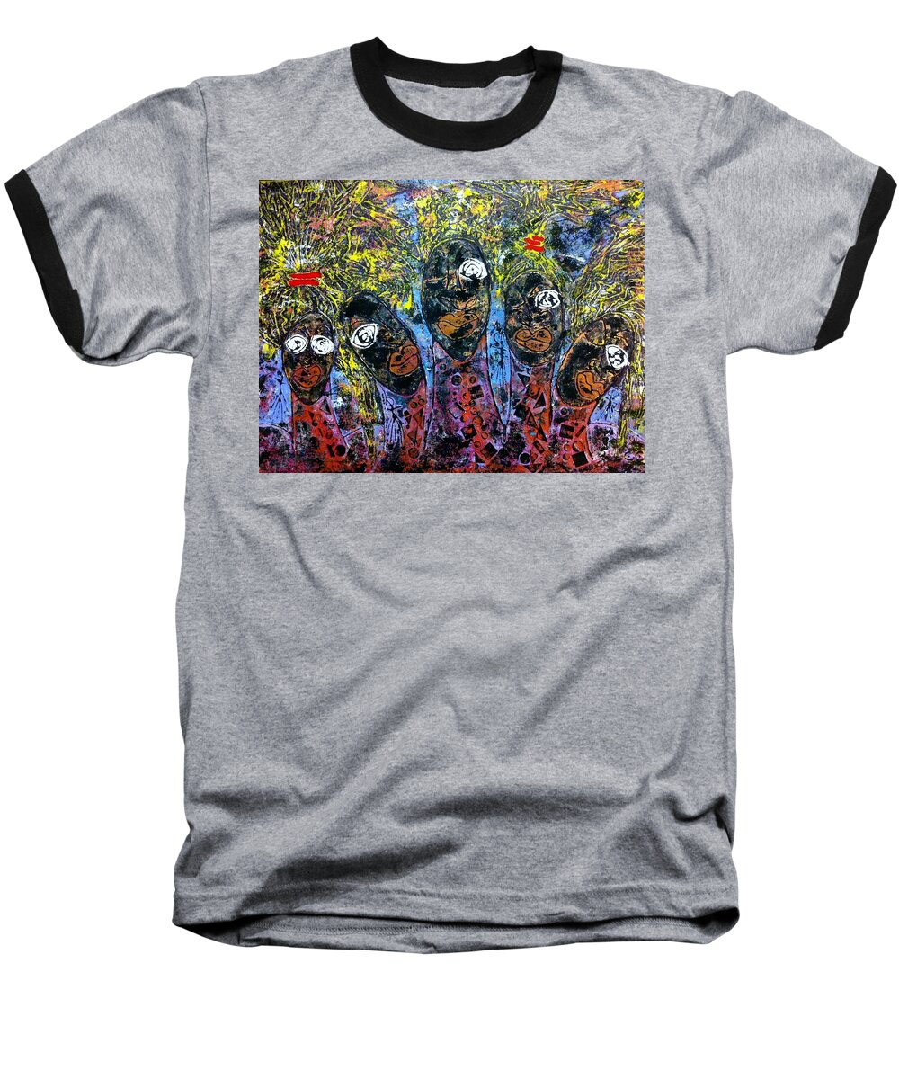 Family Baseball T-Shirt featuring the painting Exo Alpha Family One by Cleaster Cotton