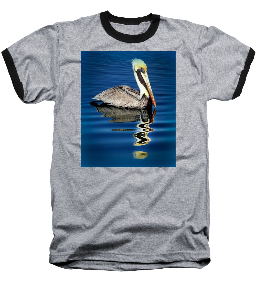 Pelicans Baseball T-Shirt featuring the photograph EYE of REFLECTION by Karen Wiles
