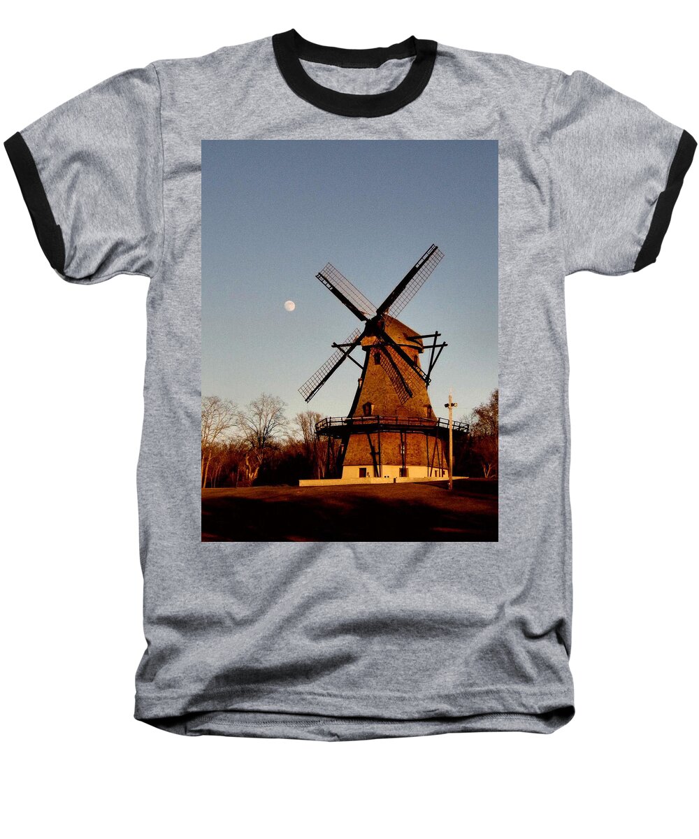 Geneva Illinois Windmill Baseball T-Shirt featuring the photograph Fabyan Windmill by Ely Arsha