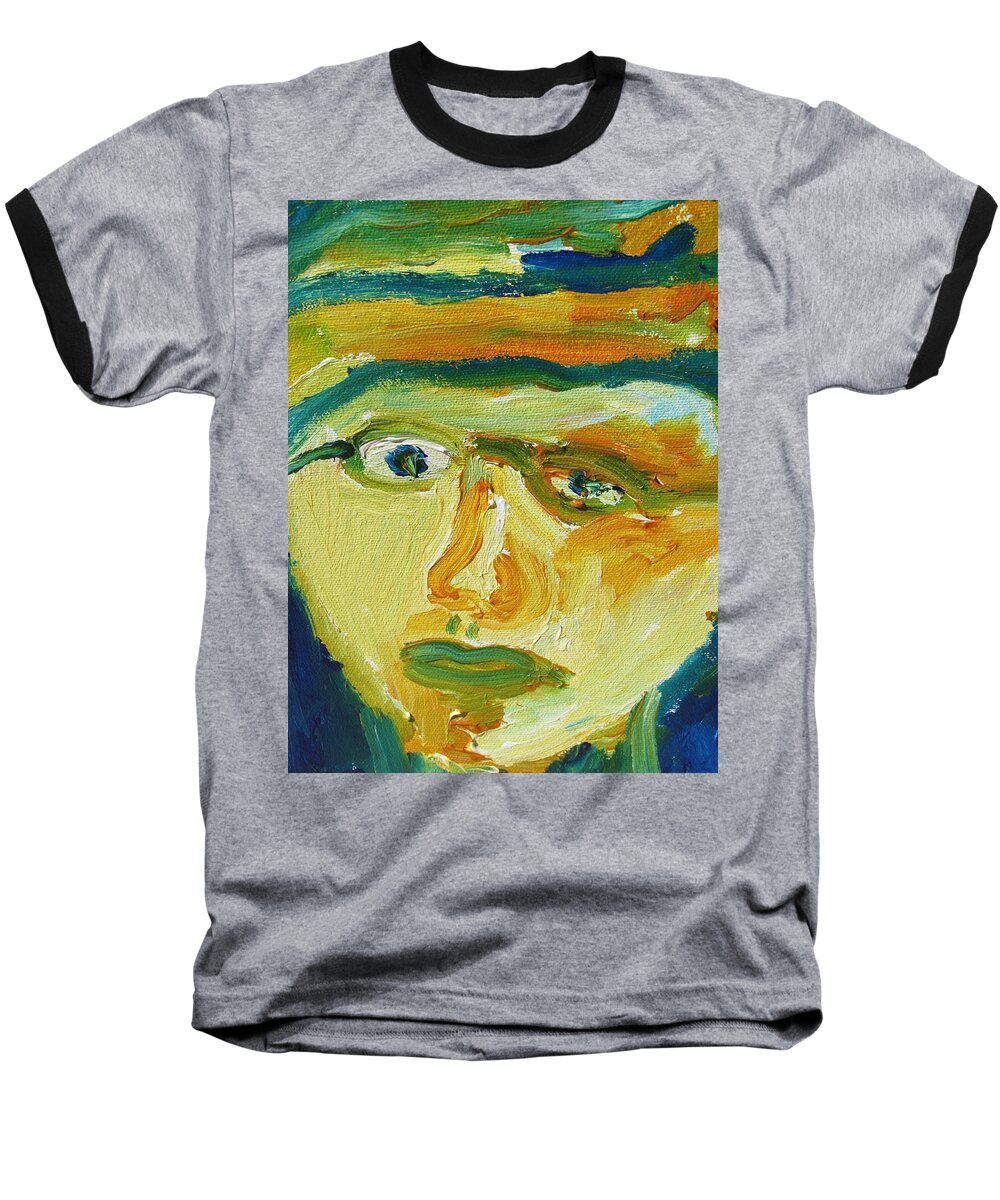 Portrait Baseball T-Shirt featuring the painting Face Eight by Shea Holliman