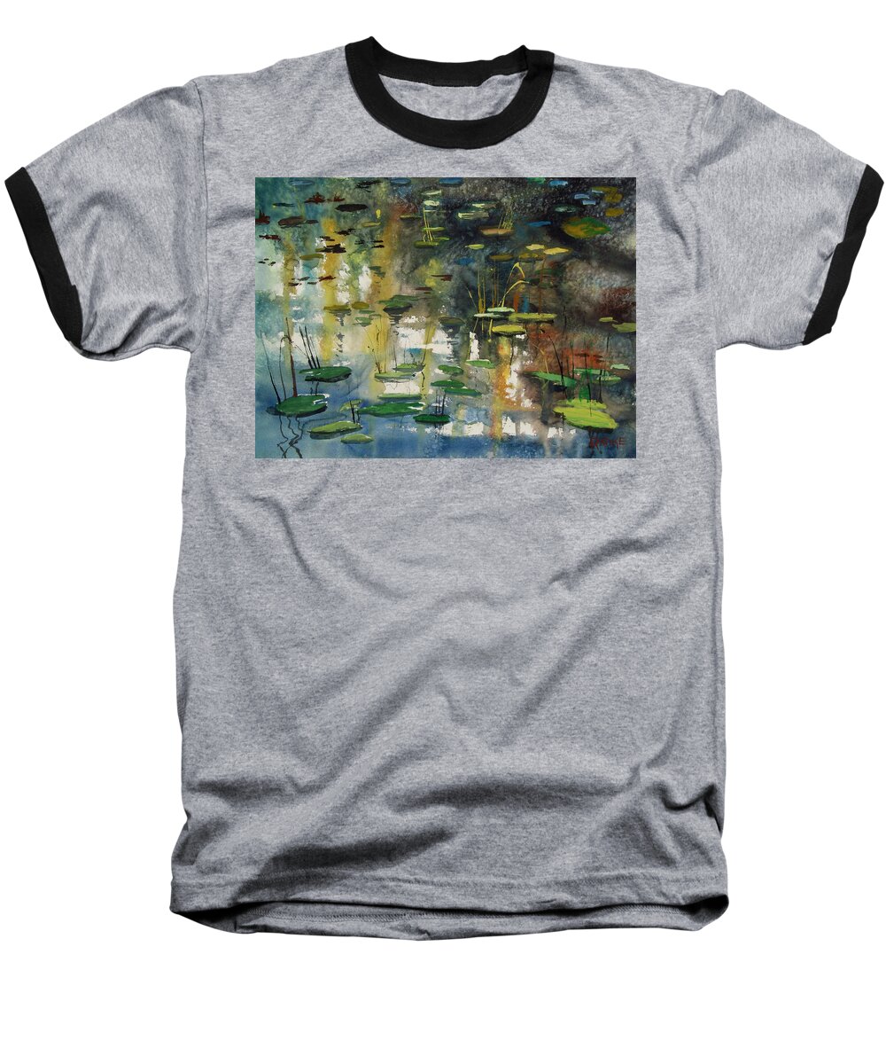Watercolor Baseball T-Shirt featuring the painting Faces in the Pond by Ryan Radke