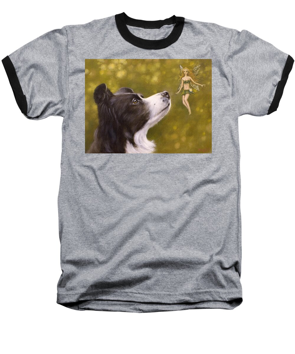 Dog Paintings Baseball T-Shirt featuring the painting Faerie tales II by John Silver