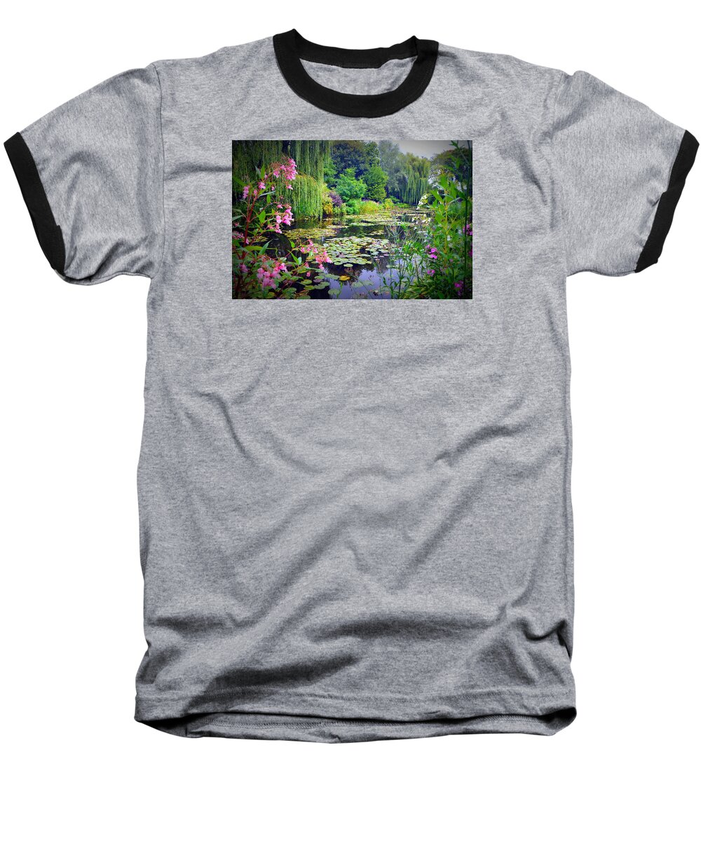 Water Lilies Baseball T-Shirt featuring the photograph Fairy Tale Pond with Water Lilies and Willow Trees by Carla Parris