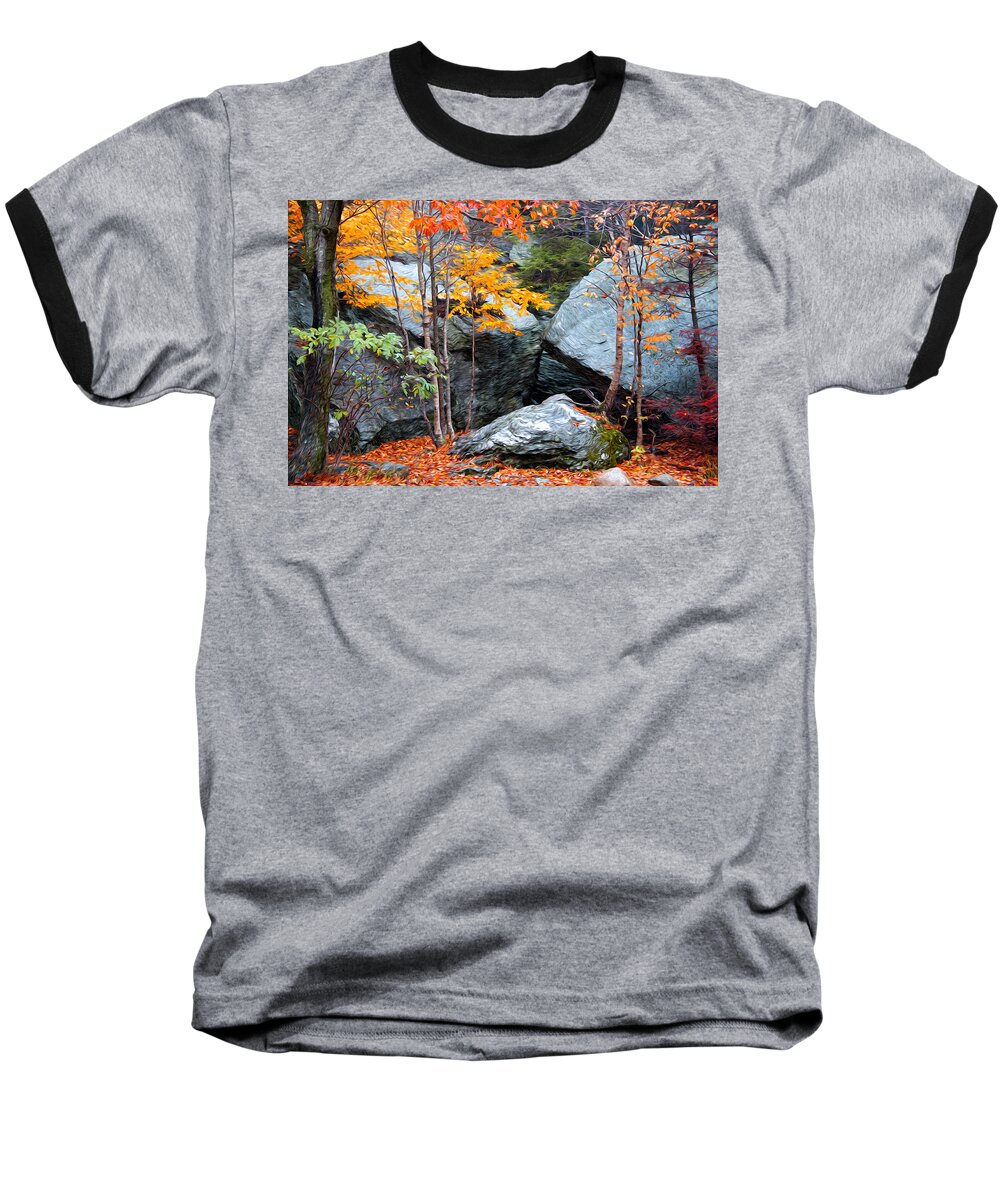Fall Baseball T-Shirt featuring the photograph Fall Among The Rocks by Bill Howard