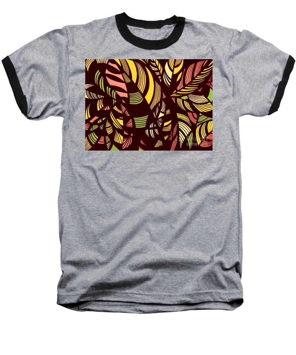 Leaves Baseball T-Shirt featuring the digital art Fall Hike by Lynellen Nielsen