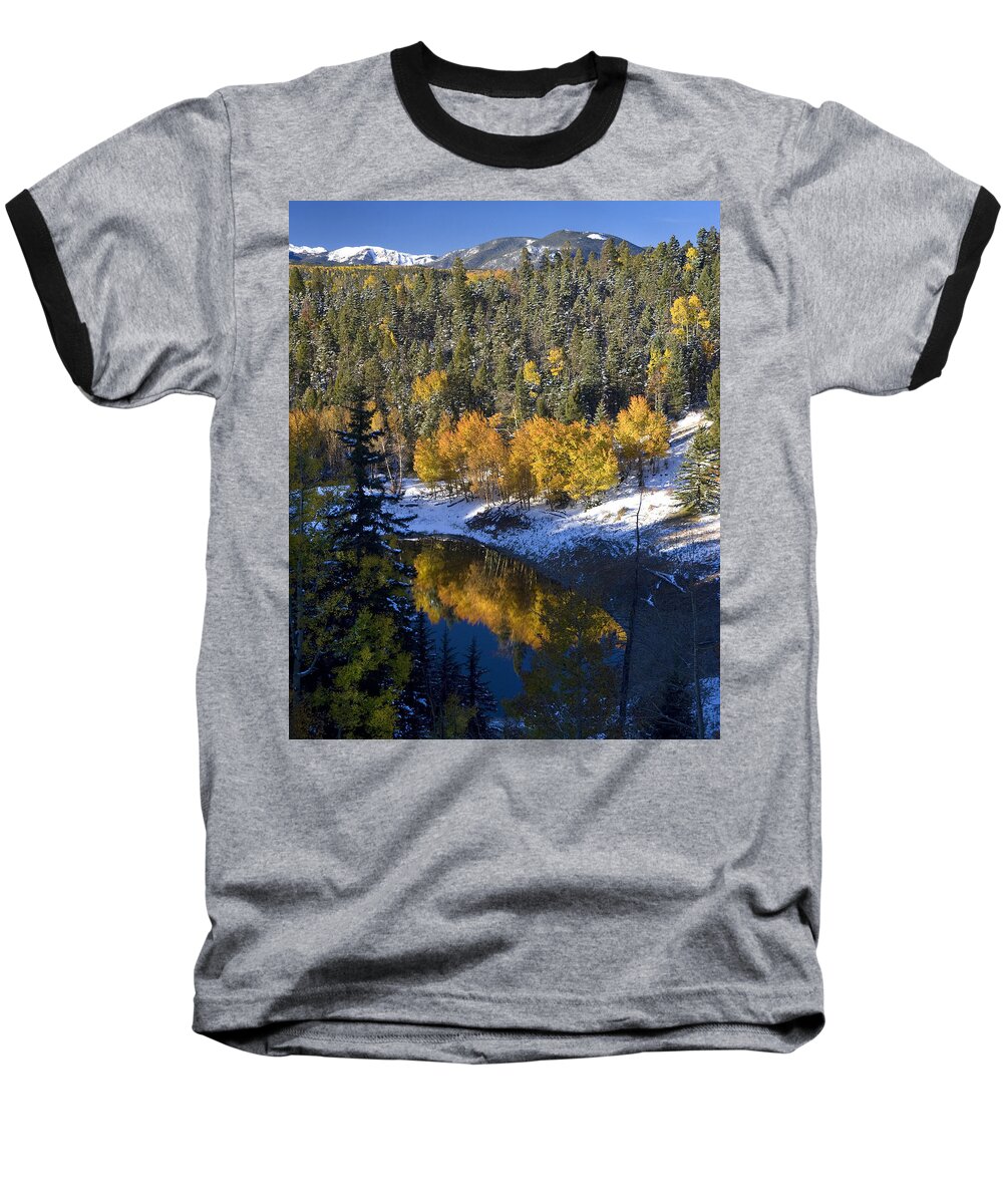 Red River Baseball T-Shirt featuring the photograph Fall Reflections On Bobcat Pass by Ron Weathers