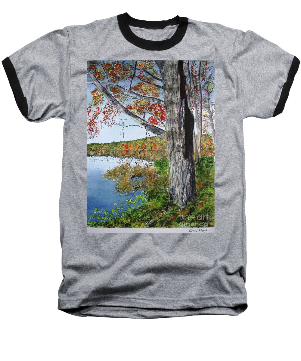 Autumn Baseball T-Shirt featuring the painting Fall Tree by Carol Flagg